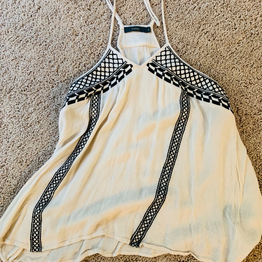 THML Cream and Black Embellished Camisole